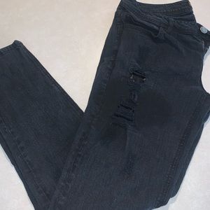 Black full length jeans with sequin covered holes